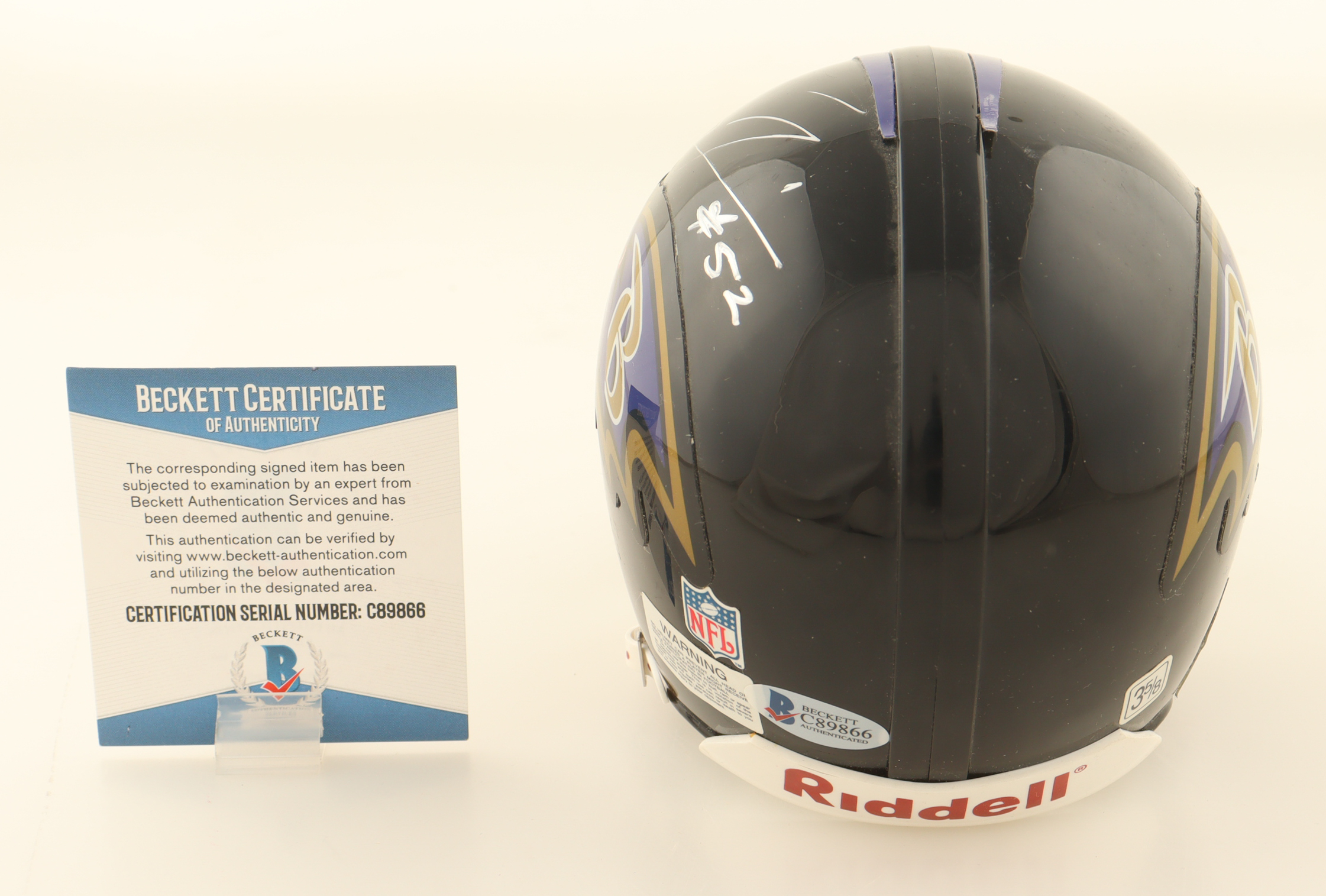 Ray Lewis Signed Ravens Mini Helmet (Beckett) at PristineAuction.com Ray Lewis Signed Ravens Mini Helmet (Beckett) at PristineAuction.com