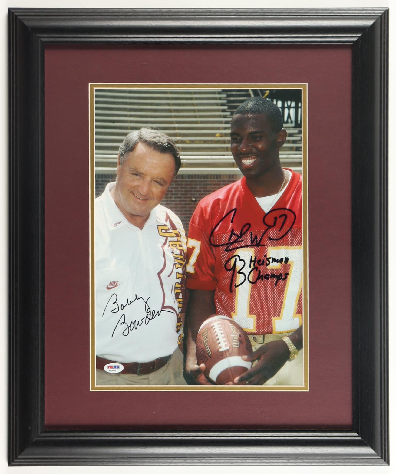 Charlie Ward & Bobby Bowden Signed Florida State Seminoles Custom Framed Photo Inscribed "93 Heisman 93 Champs" (PSA) at PristineAuction.com Charlie Ward & Bobby Bowden Signed Florida State Seminoles Custom Framed Photo Inscribed "93 Heisman 93 Champs" (PSA) at PristineAuction.com