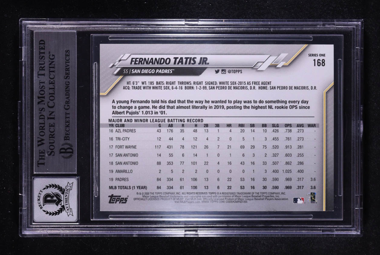 Fernando Tatis Jr. Signed 2020 Topps #168 (BGS | Auto 10) at PristineAuction.com Fernando Tatis Jr. Signed 2020 Topps #168 (BGS | Auto 10) at PristineAuction.com