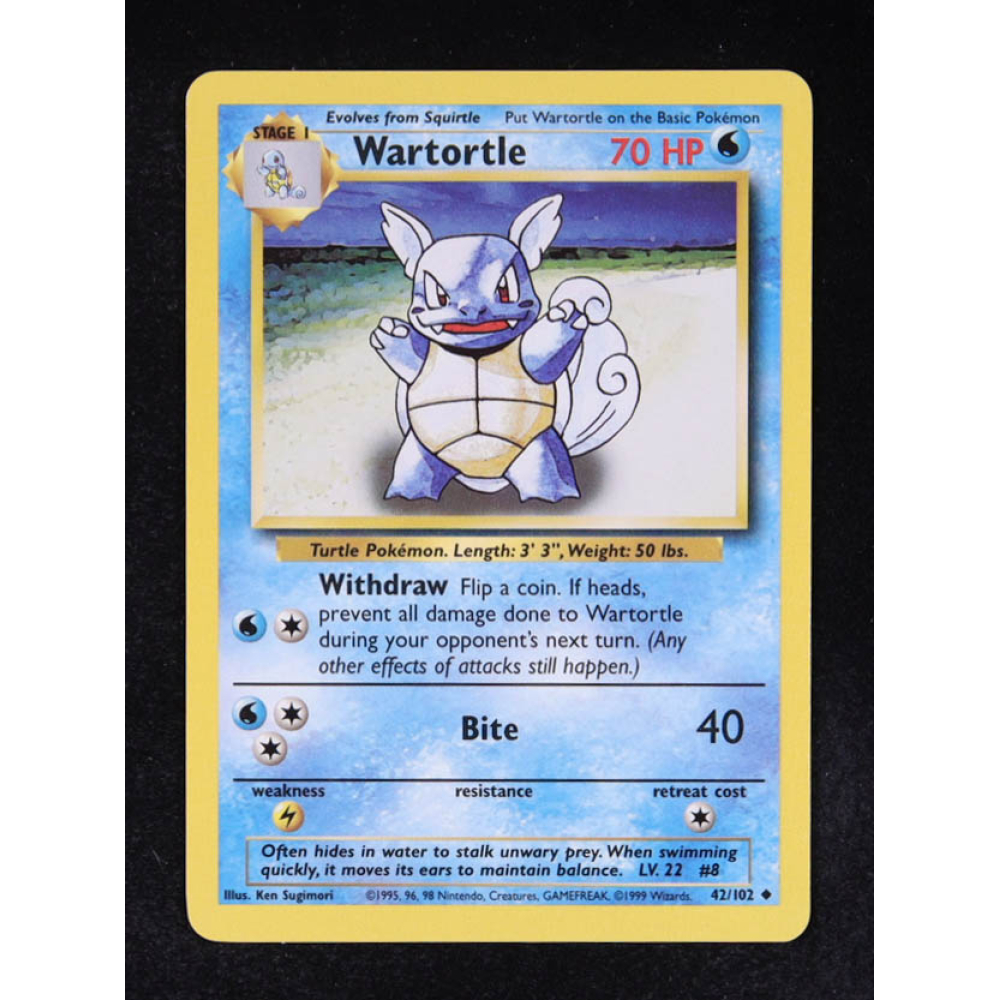 Wartortle 1999 Pokemon Base Set #42 at PristineAuction.com