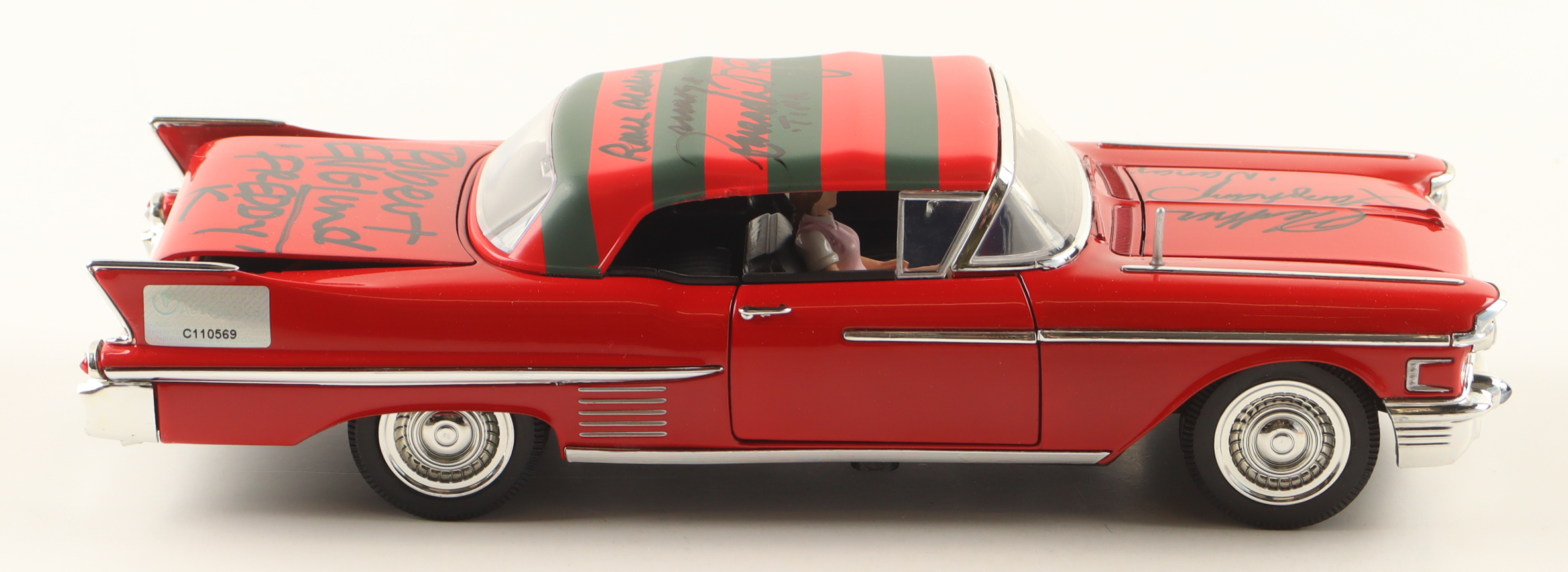 "A Nightmare on Elm Street" Freddy Krueger 1958 Cadillac Series 62 Signed & Inscribed By (4) with Robert Englund, Heather Langenkamp, Amanda Wyss & Ronnee Blakley (CA) at PristineAuction.com "A Nightmare on Elm Street" Freddy Krueger 1958 Cadillac Series 62 Signed & Inscribed By (4) with Robert Englund, Heather Langenkamp, Amanda Wyss & Ronnee Blakley (CA) at PristineAuction.com