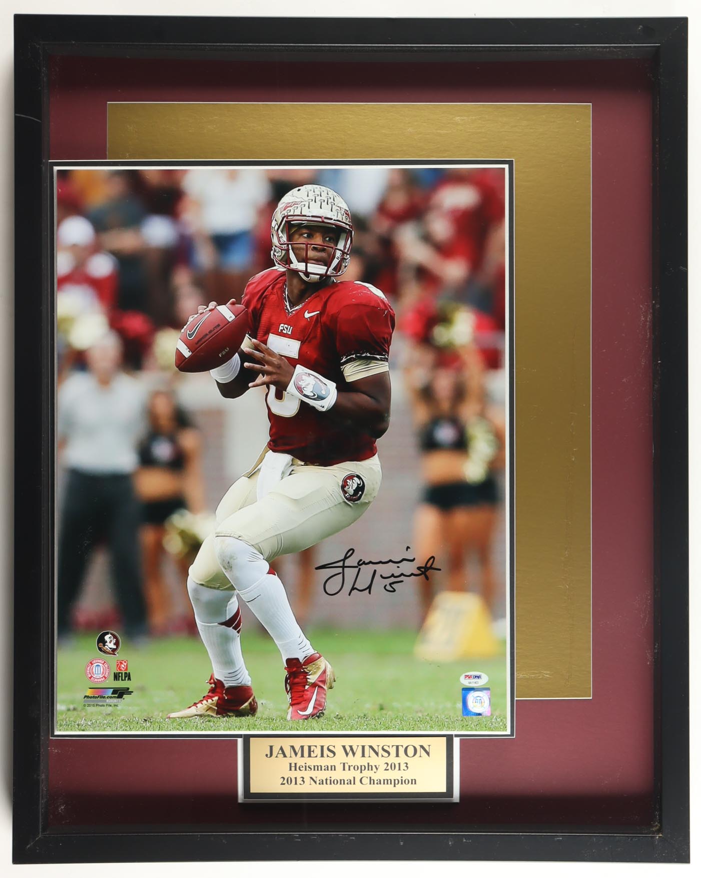 Jameis Winston Signed Florida State Seminoles Custom Framed Shadowbox Display (PSA) at PristineAuction.com Jameis Winston Signed Florida State Seminoles Custom Framed Shadowbox Display (PSA) at PristineAuction.com