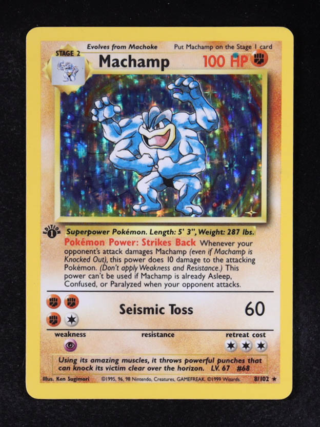 Machamp 1999 Pokemon 1st Edition Base Set #8 Holo R at PristineAuction.com Machamp 1999 Pokemon 1st Edition Base Set #8 Holo R at PristineAuction.com