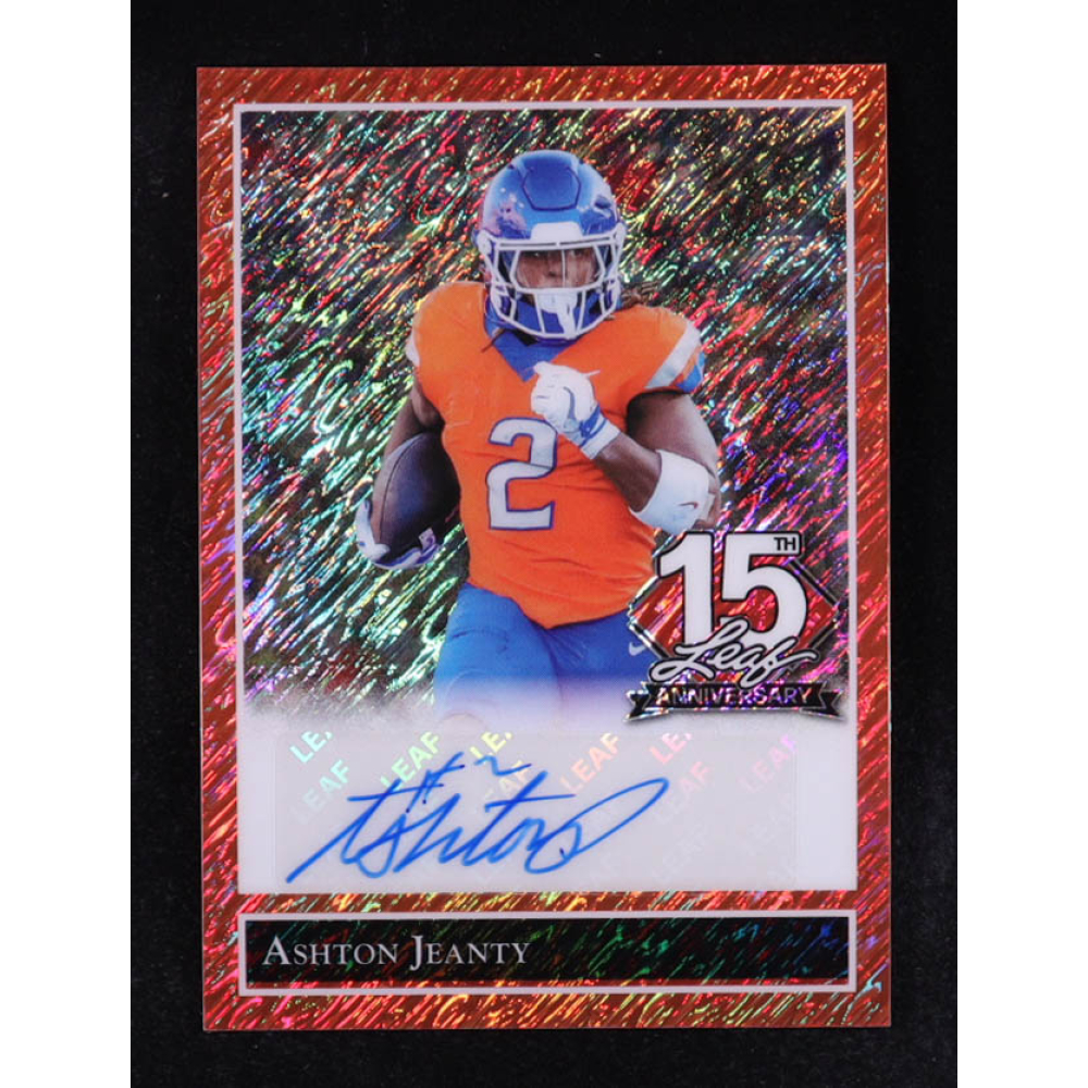 Ashton Jeanty 2025 Leaf 15th Anniversary Leaf Gold Stars Orange #92A-AJ1 RC #1/1 at PristineAuction.com