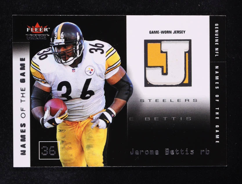 Jerome Bettis 2002 Fleer Names Of The Game Swatch MEM #JB-NG #239/500 at PristineAuction.com Jerome Bettis 2002 Fleer Names Of The Game Swatch MEM #JB-NG #239/500 at PristineAuction.com