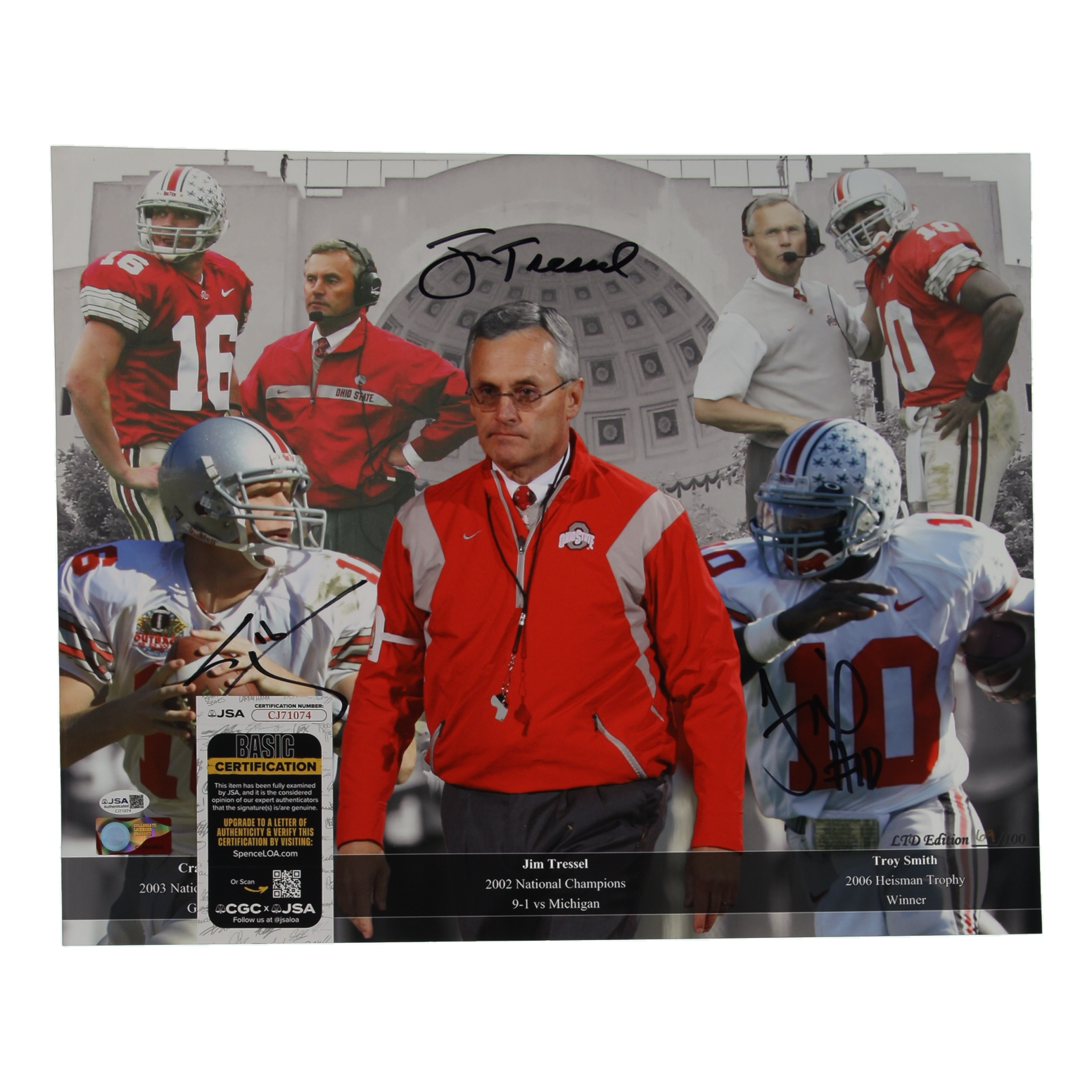 Jim Tressel, Troy Smith & Craig Krenzel Signed LE Ohio State Buckeyes 16x20 Photo (JSA) at PristineAuction.com Jim Tressel, Troy Smith & Craig Krenzel Signed LE Ohio State Buckeyes 16x20 Photo (JSA) at PristineAuction.com