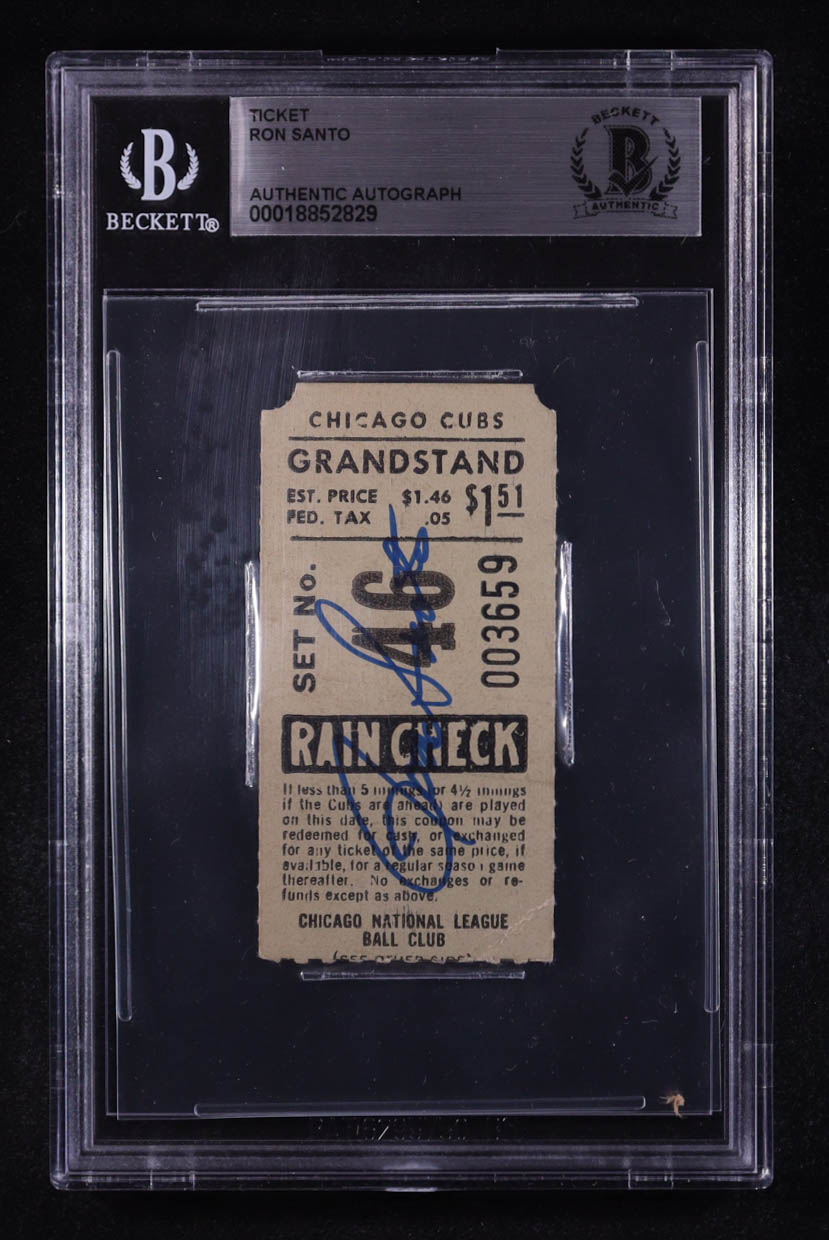 Ron Santo Signed Cubs Game Rain Check Ticket (BGS) at PristineAuction.com Ron Santo Signed Cubs Game Rain Check Ticket (BGS) at PristineAuction.com