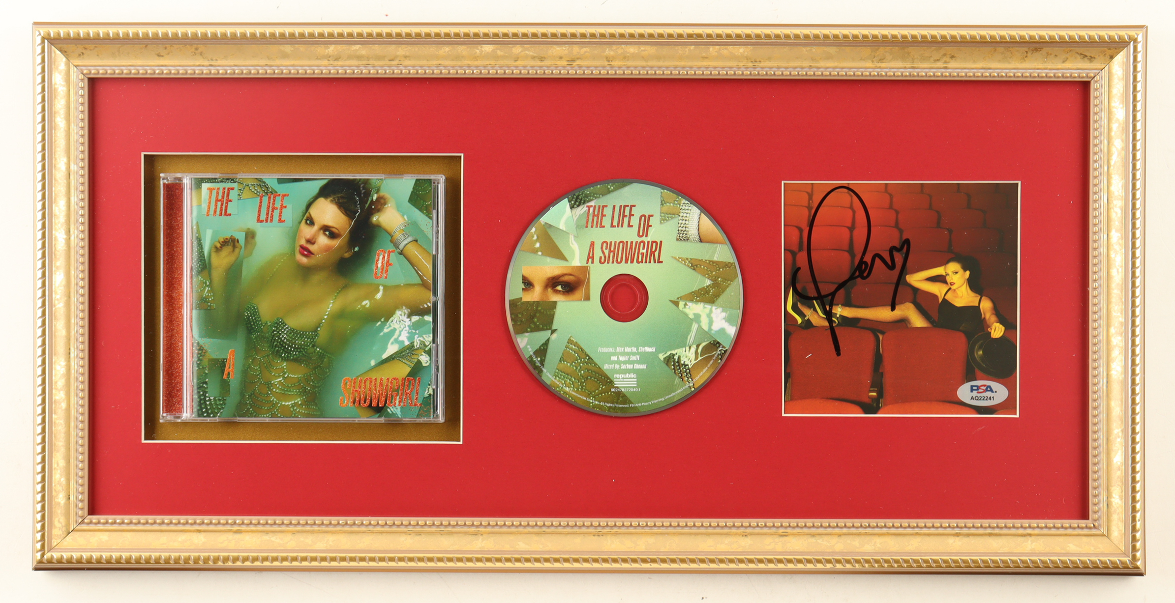 Taylor Swift Signed Custom Framed "The Life of a Showgirl" CD Album Insert Display With Disc Case (PSA) at PristineAuction.com Taylor Swift Signed Custom Framed "The Life of a Showgirl" CD Album Insert Display With Disc Case (PSA) at PristineAuction.com