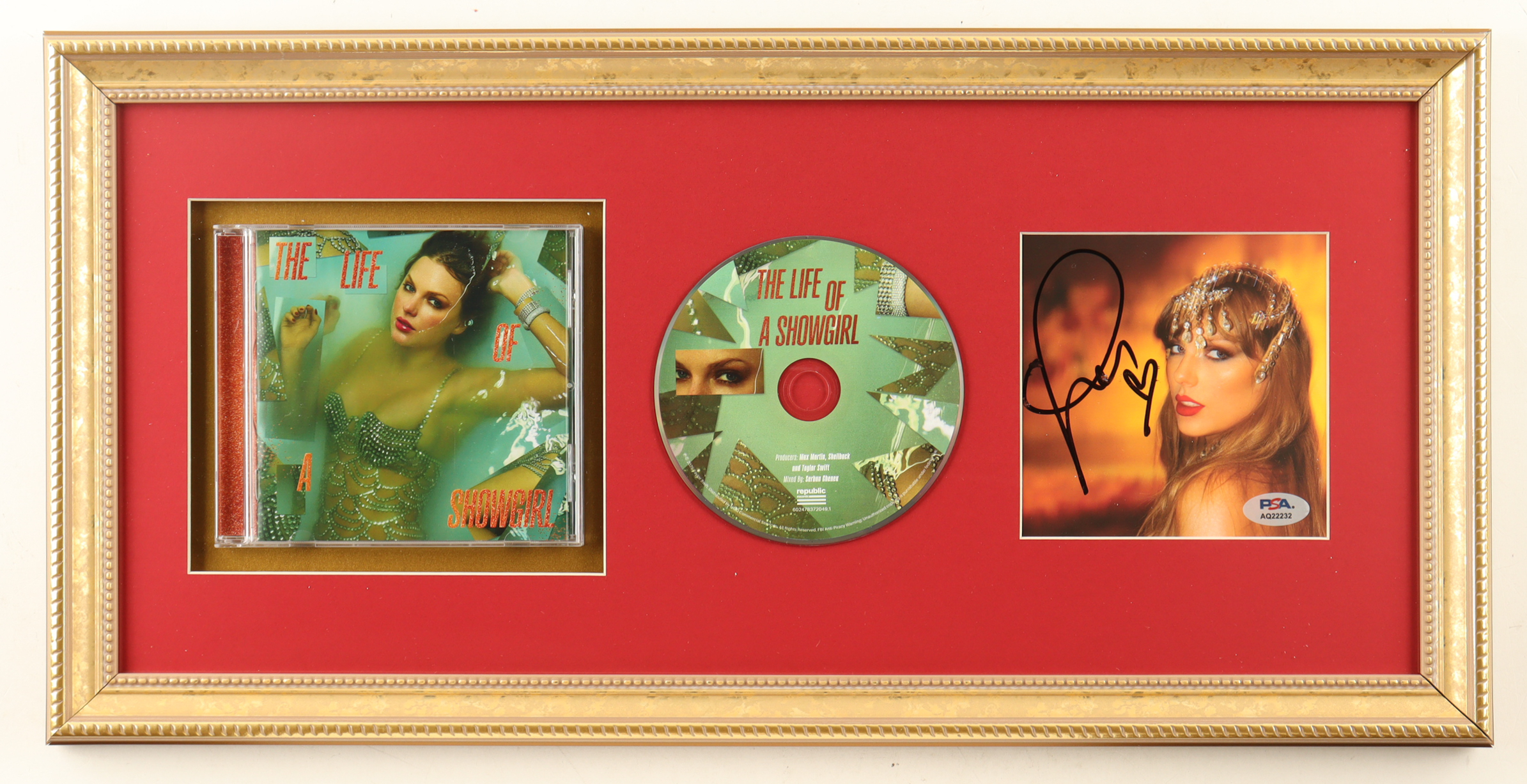 Taylor Swift Signed Custom Framed "The Life of a Showgirl" CD Album Insert Display With Disc Case (PSA) at PristineAuction.com Taylor Swift Signed Custom Framed "The Life of a Showgirl" CD Album Insert Display With Disc Case (PSA) at PristineAuction.com