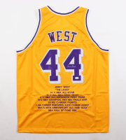 Jerry West Signed Career Highlight Stat Jersey (JSA) at PristineAuction.com