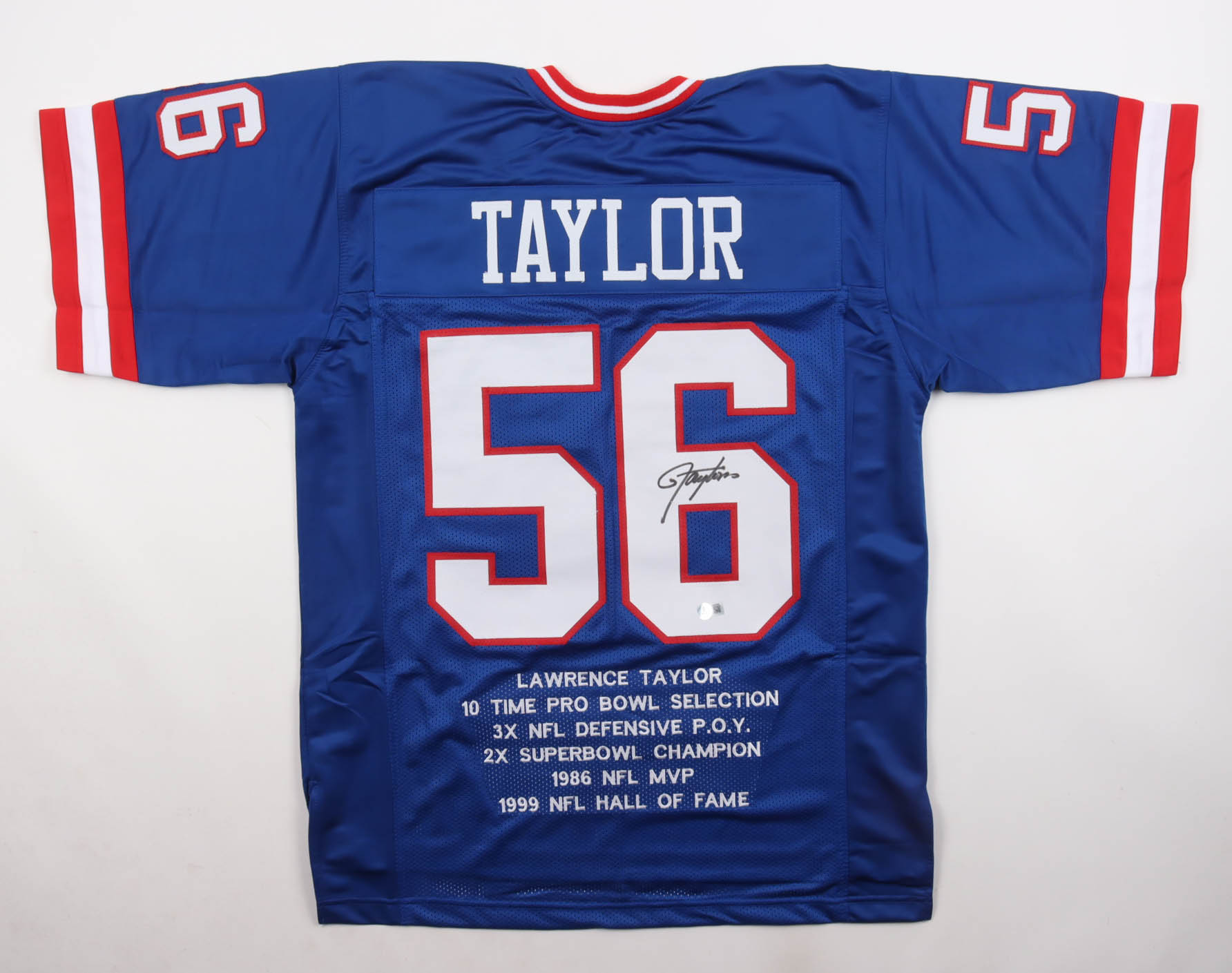 Lawrence Taylor Signed Career Highlight Stat Jersey (Beckett) at PristineAuction.com Lawrence Taylor Signed Career Highlight Stat Jersey (Beckett) at PristineAuction.com