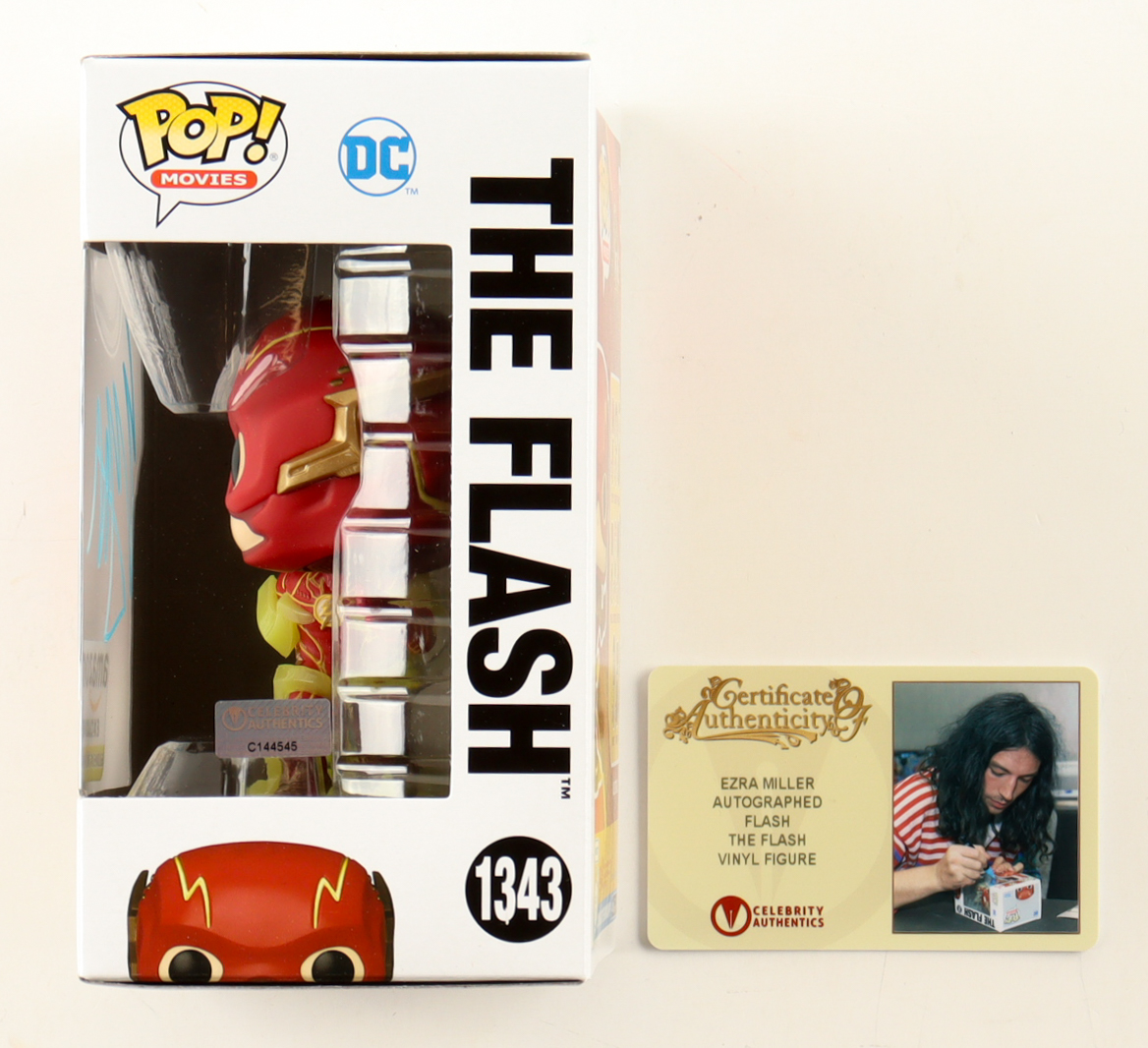 Ezra Miller Signed "The Flash" #1343 The Flash Funko Pop! Vinyl Figure (Celebrity Authentics) at PristineAuction.com Ezra Miller Signed "The Flash" #1343 The Flash Funko Pop! Vinyl Figure (Celebrity Authentics) at PristineAuction.com