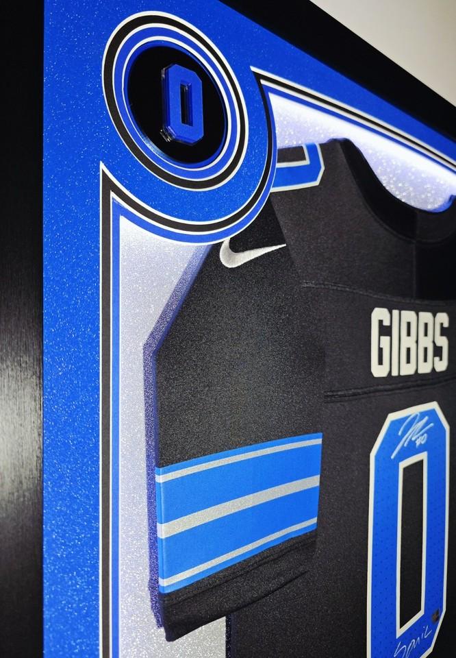 Jahmyr Gibbs Signed Lions Custom Framed Nike Jersey Inscribed "Sonic" with LED Display & (2) PSA 10 Graded Rookie Cards (Fanatics) at PristineAuction.com Jahmyr Gibbs Signed Lions Custom Framed Nike Jersey Inscribed "Sonic" with LED Display & (2) PSA 10 Graded Rookie Cards (Fanatics) at PristineAuction.com