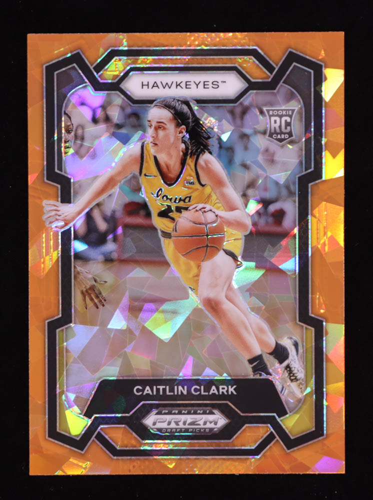 Caitlin Clark 2024-25 Panini Prizm Draft Picks Prizms Orange Ice #57 RC at PristineAuction.com Caitlin Clark 2024-25 Panini Prizm Draft Picks Prizms Orange Ice #57 RC at PristineAuction.com