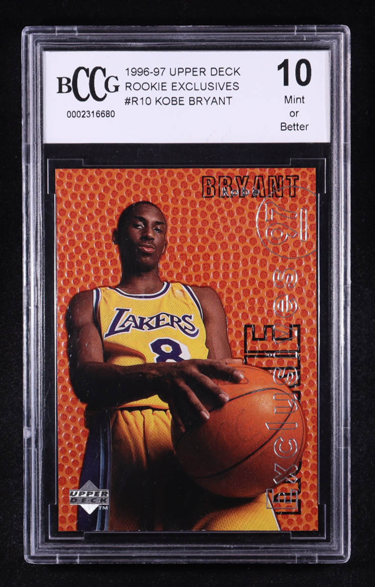 Kobe Bryant 1996-97 Upper Deck Rookie Exclusives #R10 RC (BCCG 10) at PristineAuction.com Kobe Bryant 1996-97 Upper Deck Rookie Exclusives #R10 RC (BCCG 10) at PristineAuction.com