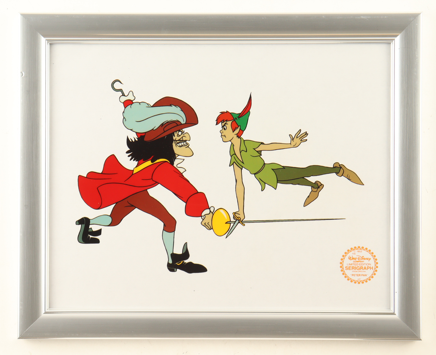 Walt Disney's "Peter Pan" LE Custom Framed 2 Piece Animation Serigraph Display at PristineAuction.com Walt Disney's "Peter Pan" LE Custom Framed 2 Piece Animation Serigraph Display at PristineAuction.com