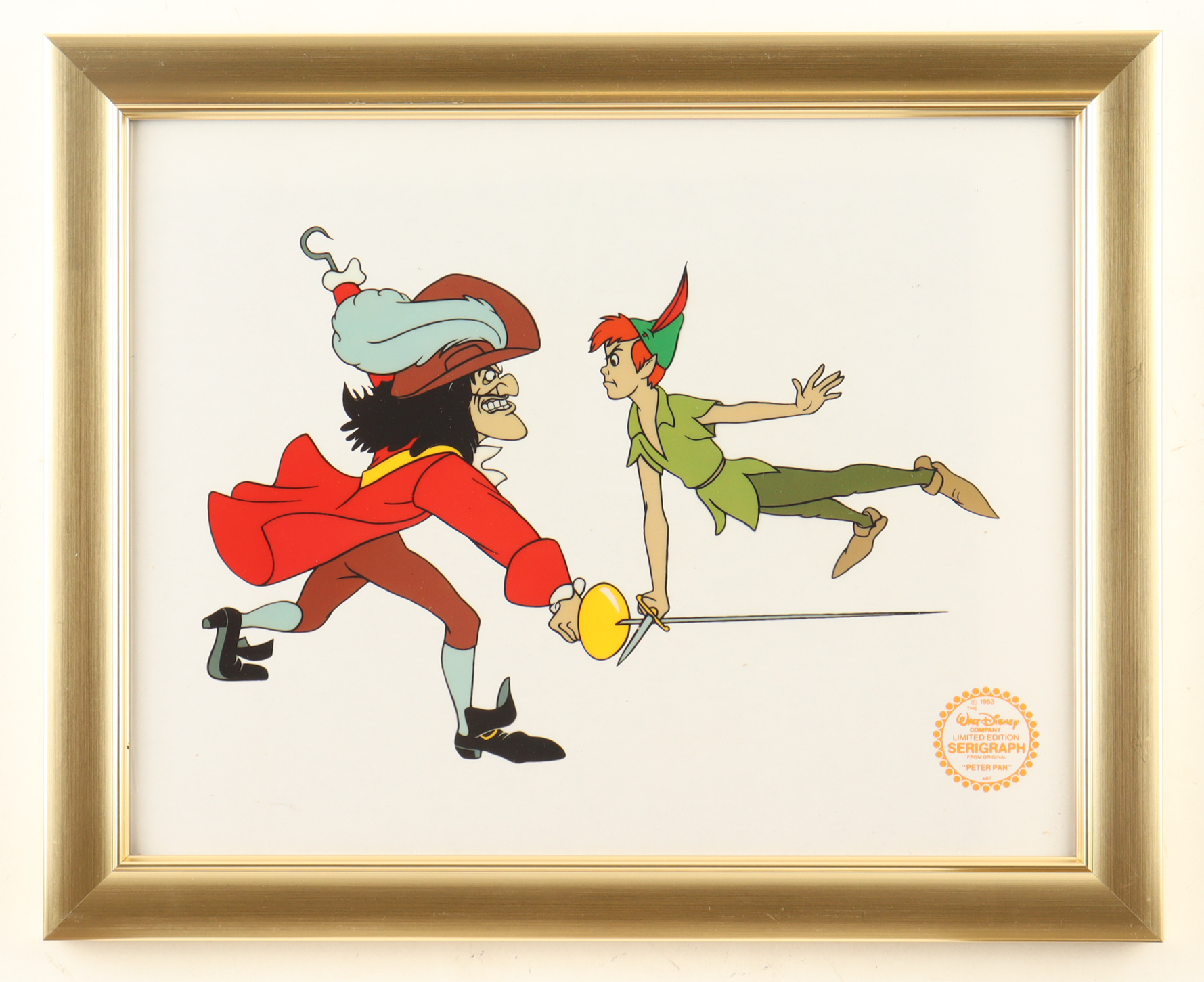 Walt Disney's "Peter Pan" LE Custom Framed 2 Piece Animation Serigraph Display at PristineAuction.com Walt Disney's "Peter Pan" LE Custom Framed 2 Piece Animation Serigraph Display at PristineAuction.com
