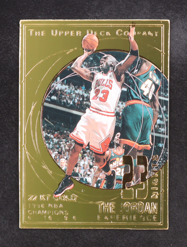 Michael Jordan 1997 Upper Deck Experience 23 Nights 22KT Gold 12 Card Set 1996 NBA Champions #02354/23000 at PristineAuction.com Michael Jordan 1997 Upper Deck Experience 23 Nights 22KT Gold 12 Card Set 1996 NBA Champions #02354/23000 at PristineAuction.com