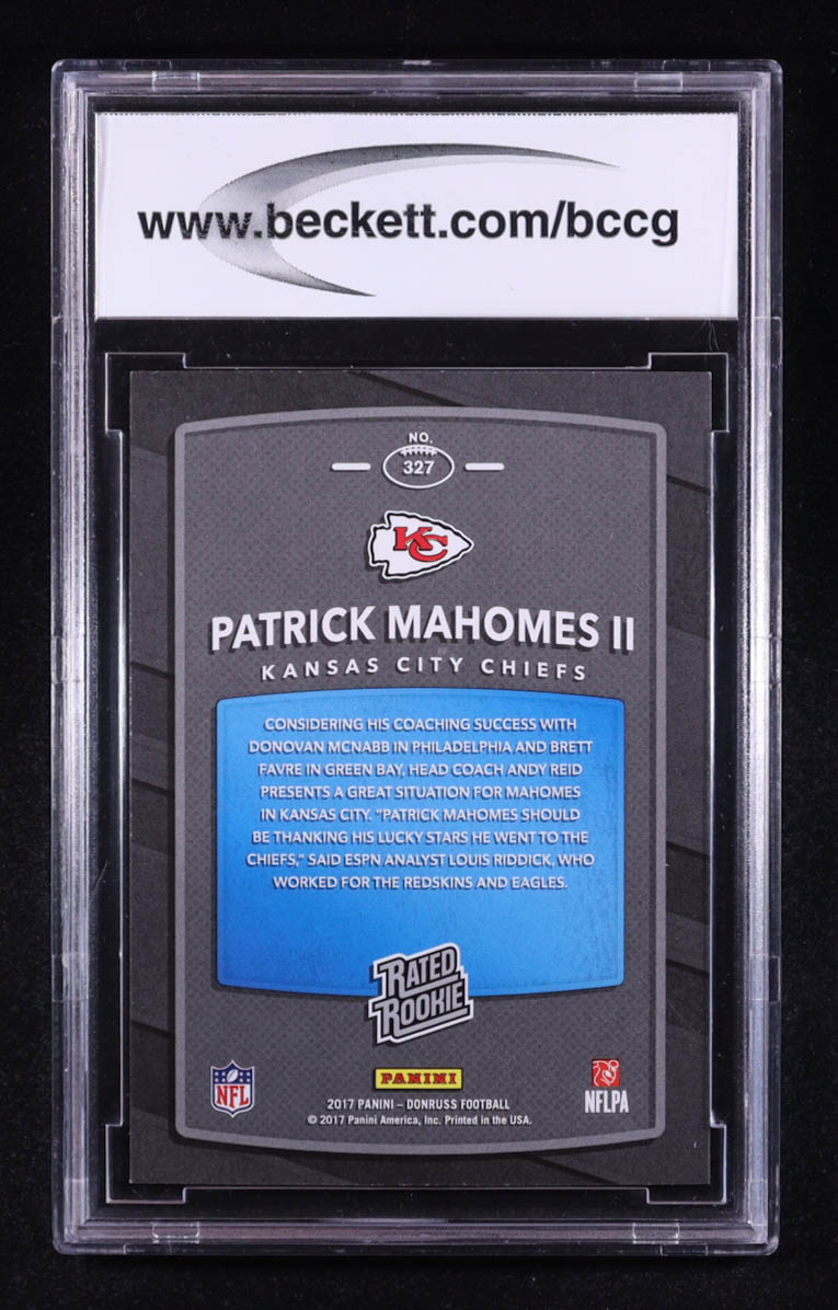 Patrick Mahomes II 2017 Donruss #327 RR RC (BCCG 10) at PristineAuction.com Patrick Mahomes II 2017 Donruss #327 RR RC (BCCG 10) at PristineAuction.com