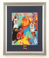 "Michael Air Jordan" Custom Framed Neiman Art Print Display with Bulls Championship Pin at PristineAuction.com