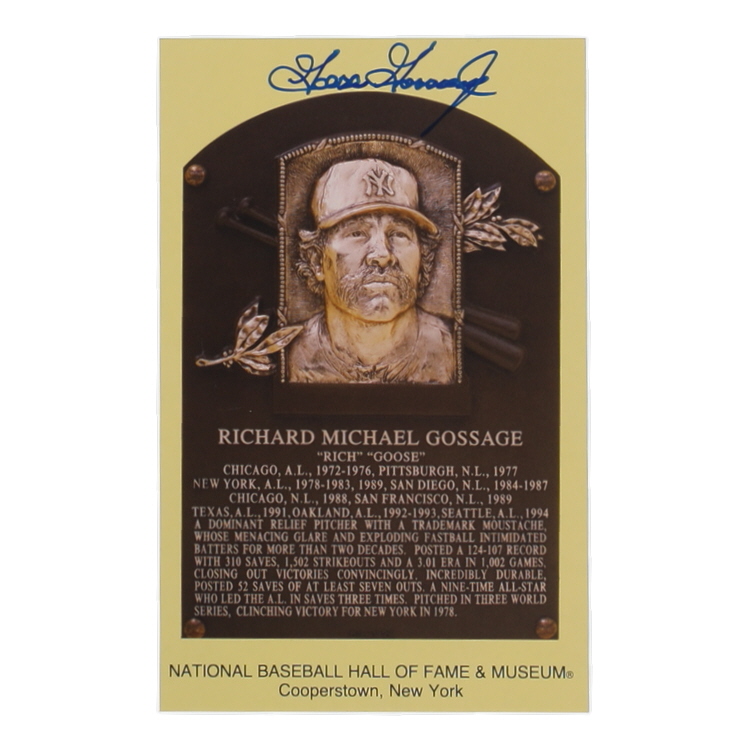 Goose Gossage Signed Hall of Fame Plaque Postcard (JSA) at PristineAuction.com Goose Gossage Signed Hall of Fame Plaque Postcard (JSA) at PristineAuction.com