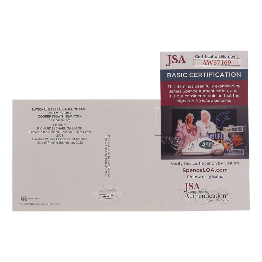 Goose Gossage Signed Hall of Fame Plaque Postcard (JSA) at PristineAuction.com Goose Gossage Signed Hall of Fame Plaque Postcard (JSA) at PristineAuction.com