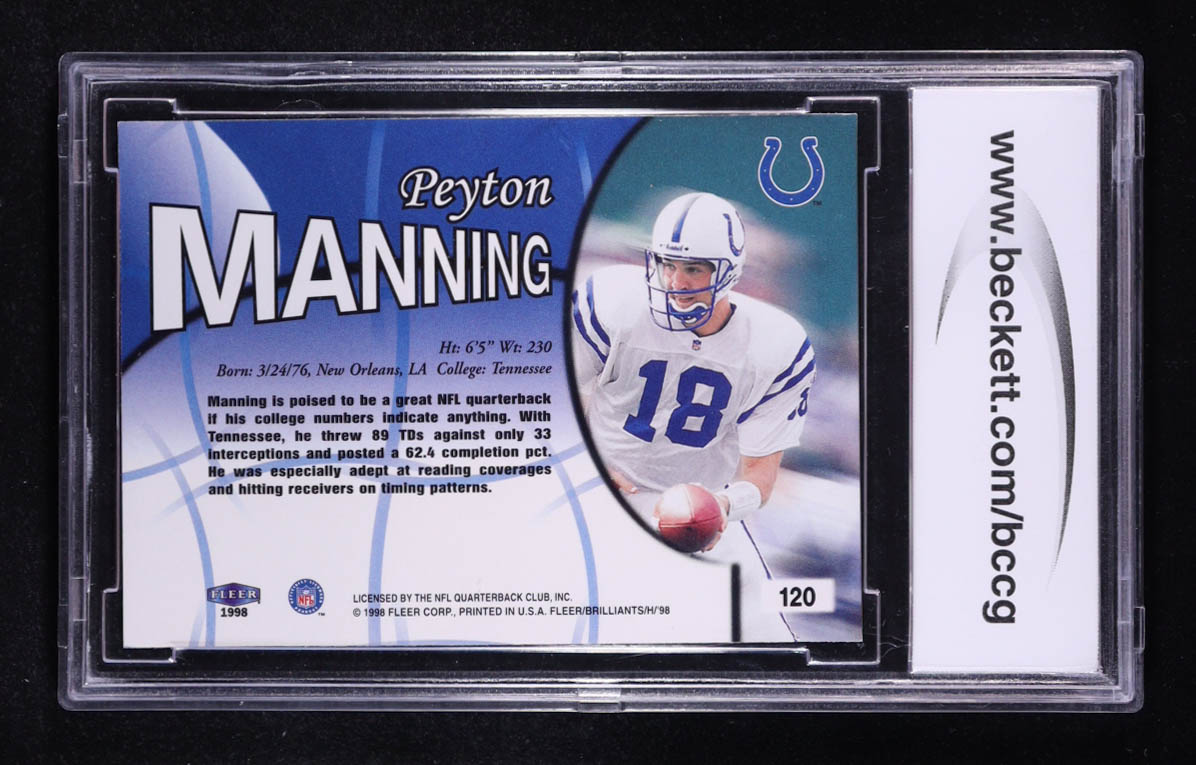 Peyton Manning 1998 Fleer Brilliants #120 RC (BCCG 10) at PristineAuction.com Peyton Manning 1998 Fleer Brilliants #120 RC (BCCG 10) at PristineAuction.com