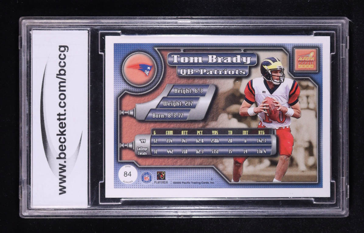 Tom Brady 2000 Aurora #84 RC (BCCG 10) at PristineAuction.com Tom Brady 2000 Aurora #84 RC (BCCG 10) at PristineAuction.com