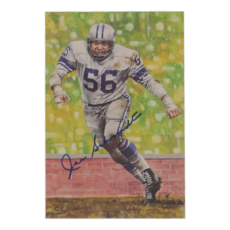 Joe Schmidt Signed 1993 LE Lions Pro Football Hall of Fame Art Series Football Card #144 (Beckett) at PristineAuction.com Joe Schmidt Signed 1993 LE Lions Pro Football Hall of Fame Art Series Football Card #144 (Beckett) at PristineAuction.com