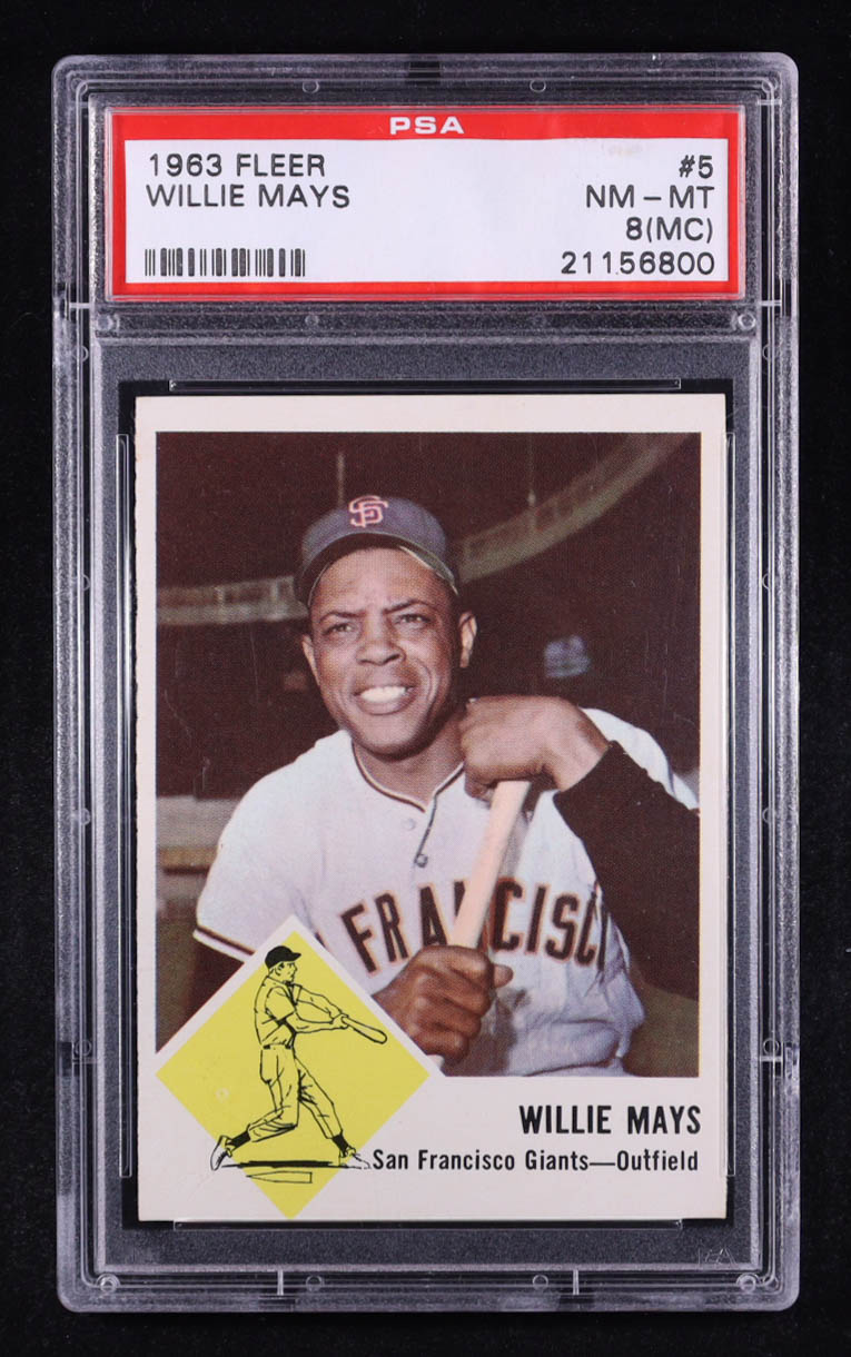 Willie Mays 1963 Fleer #5 (PSA 8 (MC) at PristineAuction.com Willie Mays 1963 Fleer #5 (PSA 8 (MC) at PristineAuction.com