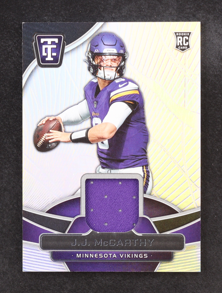 JJ McCarthy 2024 Panini Totally Certified Materials MEM #TCM-JJM RC #052/149 at PristineAuction.com JJ McCarthy 2024 Panini Totally Certified Materials MEM #TCM-JJM RC #052/149 at PristineAuction.com