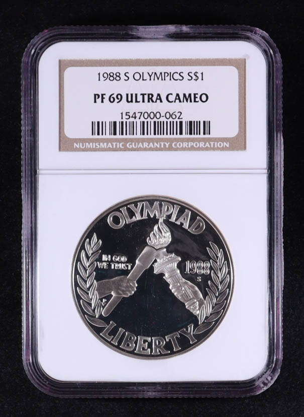 1988-S Olympics Commemorative Silver $1 Dollar (NGC PF69 ULTRA CAMEO) at PristineAuction.com 1988-S Olympics Commemorative Silver $1 Dollar (NGC PF69 ULTRA CAMEO) at PristineAuction.com