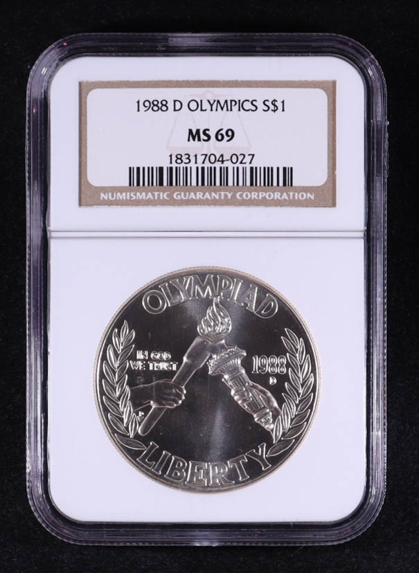 1988-D Olympics Commemorative Silver $1 Dollar (NGC MS69) at PristineAuction.com 1988-D Olympics Commemorative Silver $1 Dollar (NGC MS69) at PristineAuction.com
