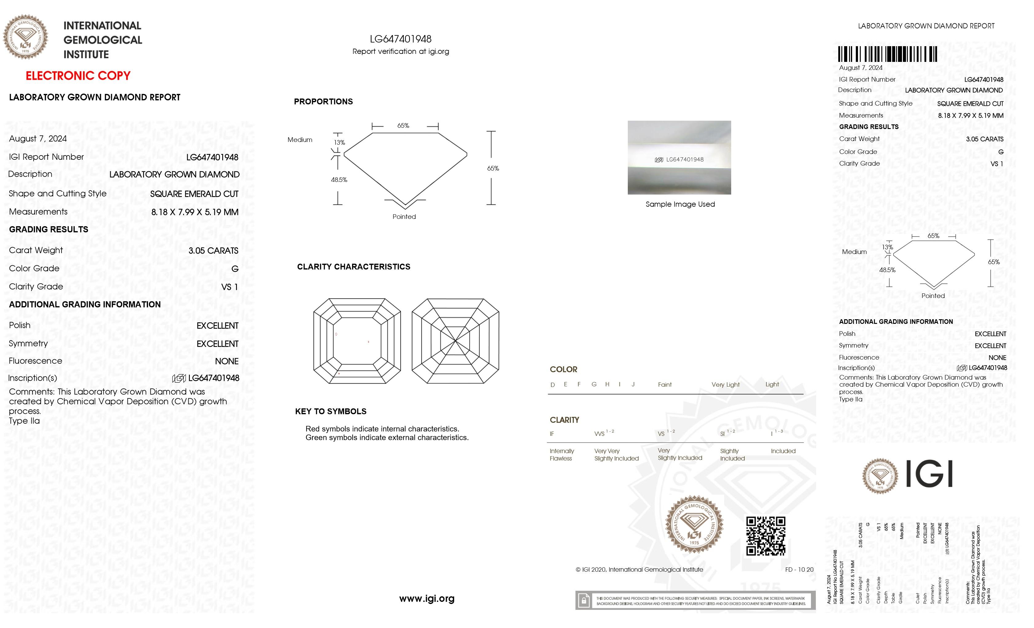 New 3.05 Carats Lab Grown Diamond Ring G, VS1 | Estimated Retail Value: $6,000 (UGL & IGI Certs) at PristineAuction.com New 3.05 Carats Lab Grown Diamond Ring G, VS1 | Estimated Retail Value: $6,000 (UGL & IGI Certs) at PristineAuction.com