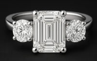 New 3.49 Carats Lab Grown 3 Diamond Ring  E, VVS2 | Estimated Retail Value: $6,400 (UGL & IGI Certs) at PristineAuction.com