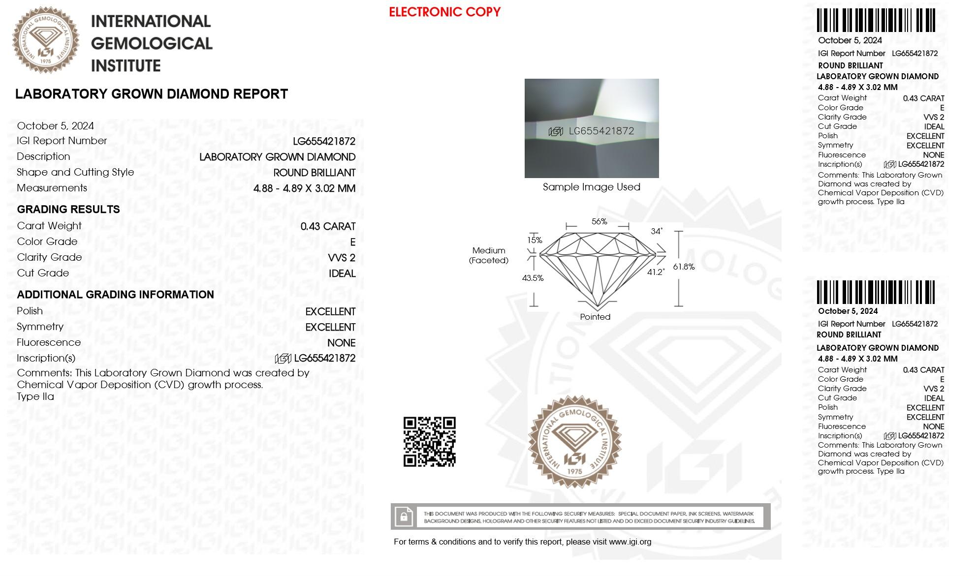 New 3.97 Carats Lab Grown 3 Diamond Ring E-G, VVS2-VS1 | Estimated Retail Value: $7,200 (UGL & IGI Certs) at PristineAuction.com New 3.97 Carats Lab Grown 3 Diamond Ring E-G, VVS2-VS1 | Estimated Retail Value: $7,200 (UGL & IGI Certs) at PristineAuction.com