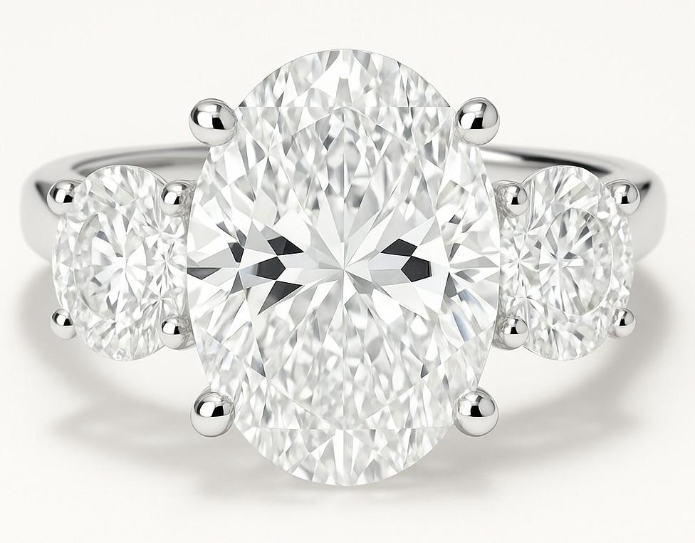 New 3.90 Carats Lab Grown 3 Diamond Ring E-F, VVS2 | Estimated Retail Value: $7,000 (UGL & IGI Certs) at PristineAuction.com New 3.90 Carats Lab Grown 3 Diamond Ring E-F, VVS2 | Estimated Retail Value: $7,000 (UGL & IGI Certs) at PristineAuction.com