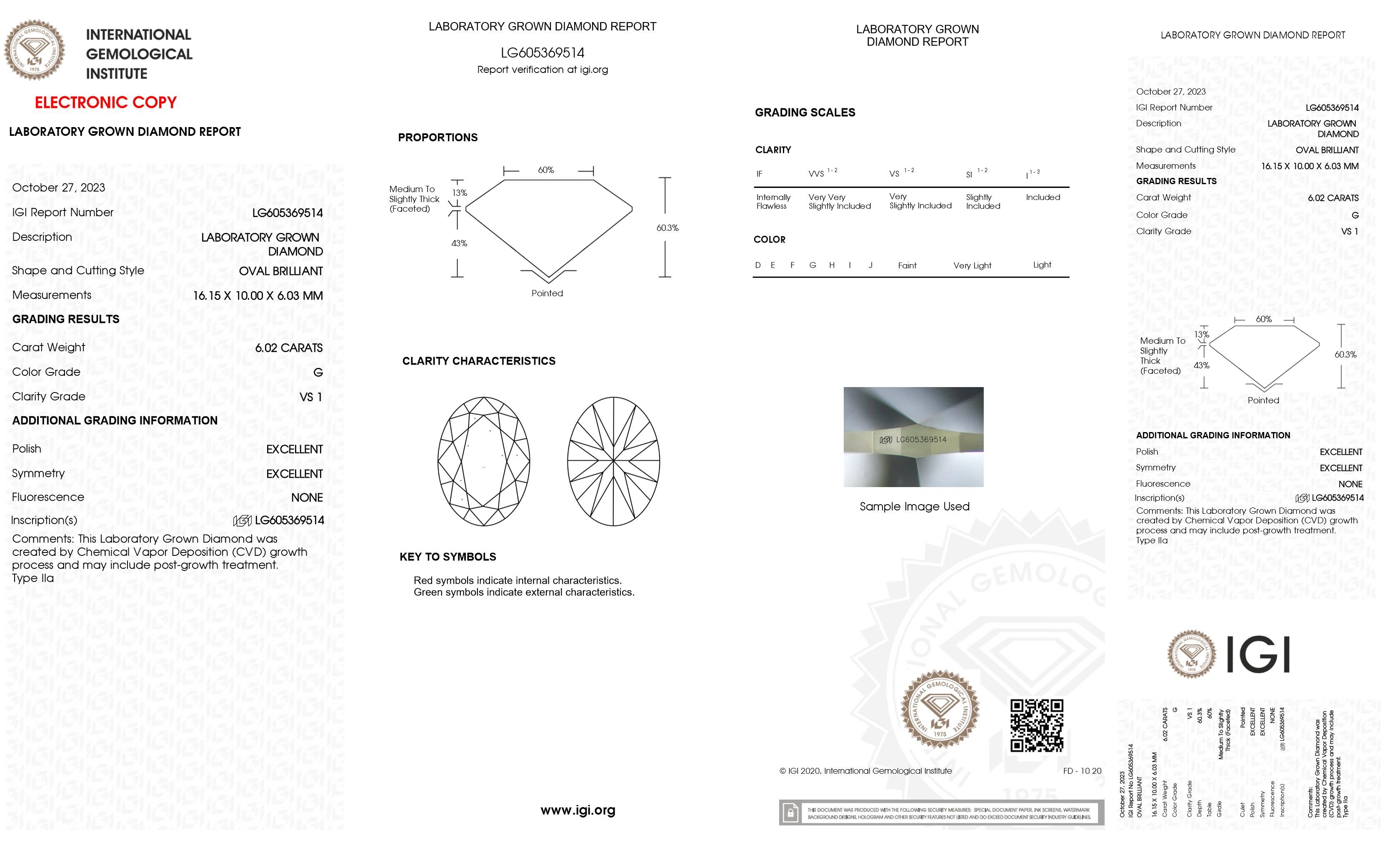 New 6.02 Carats Lab Grown Diamond Ring G, VS1 | Estimated Retail Value: $10,700 (UGL & IGI Certs) at PristineAuction.com New 6.02 Carats Lab Grown Diamond Ring G, VS1 | Estimated Retail Value: $10,700 (UGL & IGI Certs) at PristineAuction.com