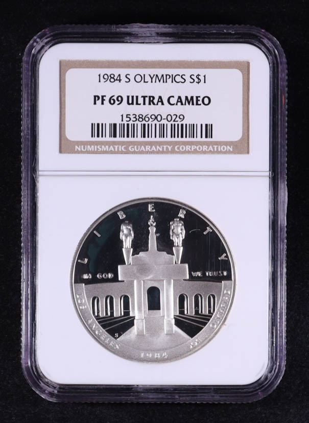 1984-S Los Angeles Olympics Commemorative Silver $1 Dollar (NGC PF69 ULTRA CAMEO) at PristineAuction.com 1984-S Los Angeles Olympics Commemorative Silver $1 Dollar (NGC PF69 ULTRA CAMEO) at PristineAuction.com