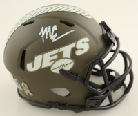 Malachi Corley Signed Jets Salute To Service Alternate Speed Mini Helmet (Beckett) at PristineAuction.com