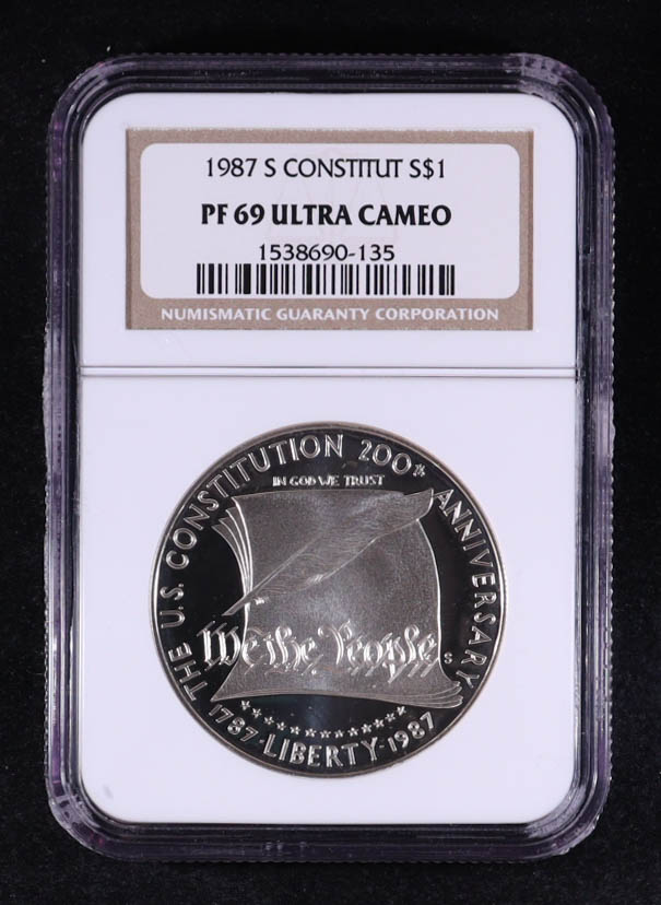 1987-S U.S. Constitution Commemorative Silver $1 Dollar (NGC PF69 ULTRA CAMEO) at PristineAuction.com 1987-S U.S. Constitution Commemorative Silver $1 Dollar (NGC PF69 ULTRA CAMEO) at PristineAuction.com