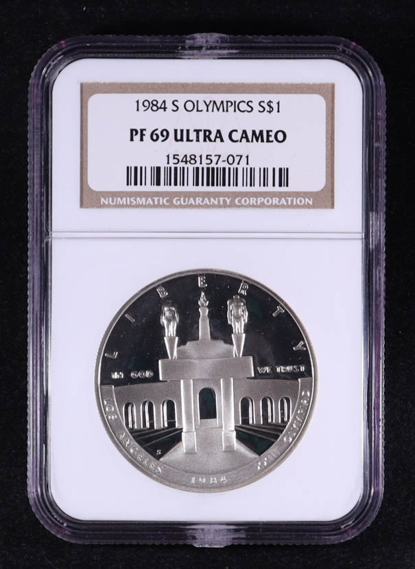 1984-S Los Angeles Olympics Commemorative Silver $1 Dollar (NGC PF69 ULTRA CAMEO) at PristineAuction.com 1984-S Los Angeles Olympics Commemorative Silver $1 Dollar (NGC PF69 ULTRA CAMEO) at PristineAuction.com