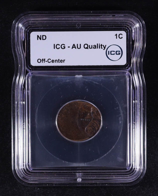 (ND) Lincoln Memorial 1C Cent - Mint Error, Struck Off-Cent (ICG AU Quality) at PristineAuction.com (ND) Lincoln Memorial 1C Cent - Mint Error, Struck Off-Cent (ICG AU Quality) at PristineAuction.com