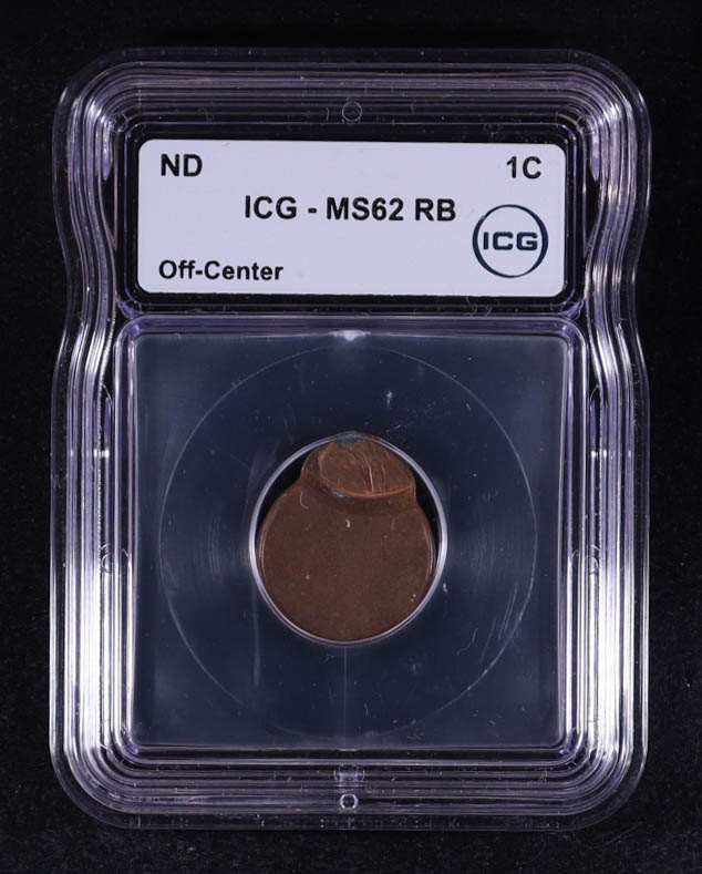 (ND) Lincoln Memorial 1C Cent - Mint Error, Struck Off-Cent (ICG MS62 RB) at PristineAuction.com (ND) Lincoln Memorial 1C Cent - Mint Error, Struck Off-Cent (ICG MS62 RB) at PristineAuction.com