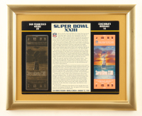 Super Bowl XXIII Commemorative Score Card with 23KT Gold Ticket Framed Display at PristineAuction.com