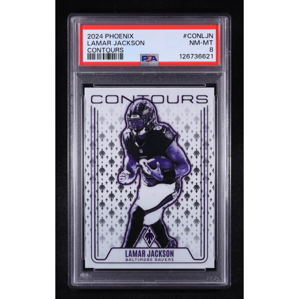 Lamar Jackson 2024 Panini Phoenix Contours #LJN (PSA 8) at PristineAuction.com
