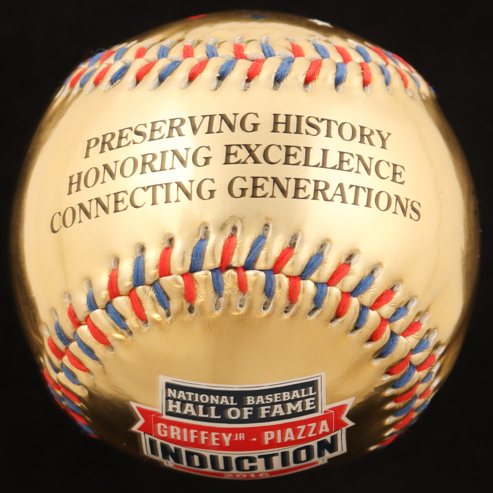 2016 Baseball Hall of Fame Griffey Jr. & Piazza Induction Gold Baseball at PristineAuction.com