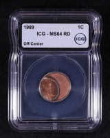 1989 Lincoln Memorial 1C Cent - Mint Error, Struck Off-Cent (ICG MS64 RD) at PristineAuction.com