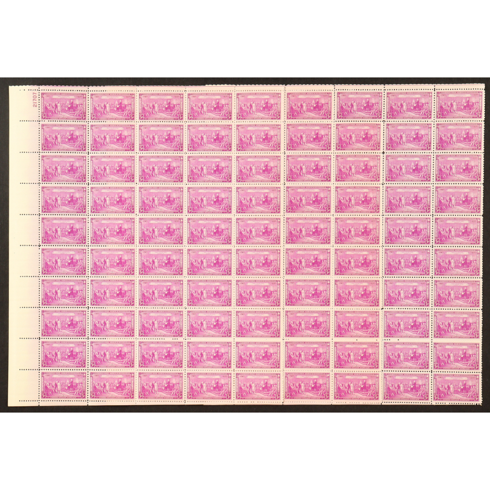 U.S. Postage 3&cent; "Constitution Sesquicentennial" Stamp - Issued September 17th 1937 - Full Original Uncut Sheet Of (50) Stamps at PristineAuction.com