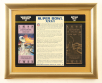 Super Bowl XXVI Commemorative Score Card with 23KT Gold Ticket Framed Display at PristineAuction.com